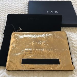 Chanel Gold Metallic Clutch (LARGE) *NEW*